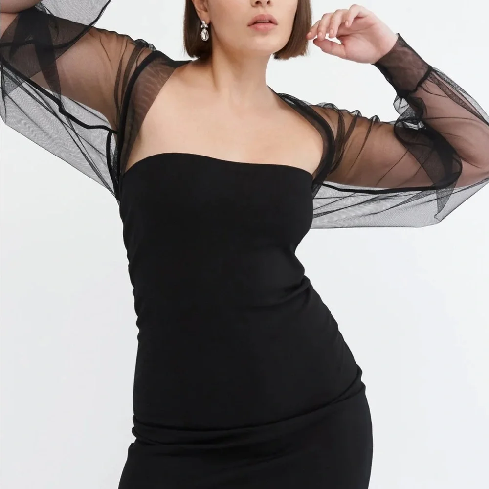 MARCELLA Black Mesh Olympia Bolero Top - Picture 1 of 7
